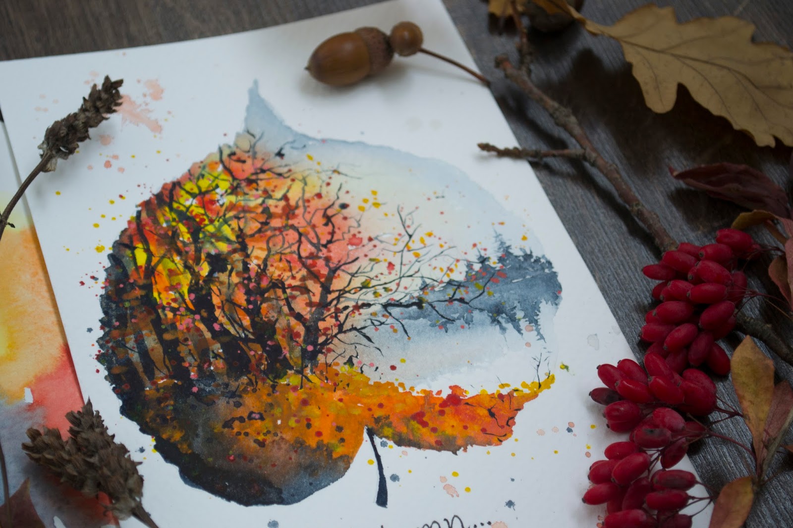 Нарисовать осенние открытки