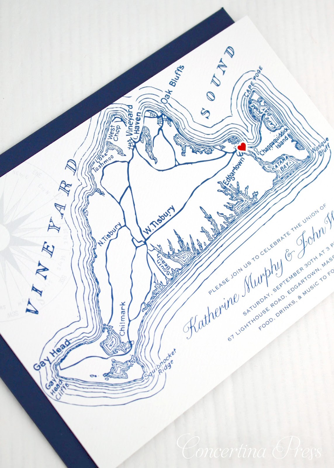 Martha's Vineyard Wedding Invitation Set from Concertina Press