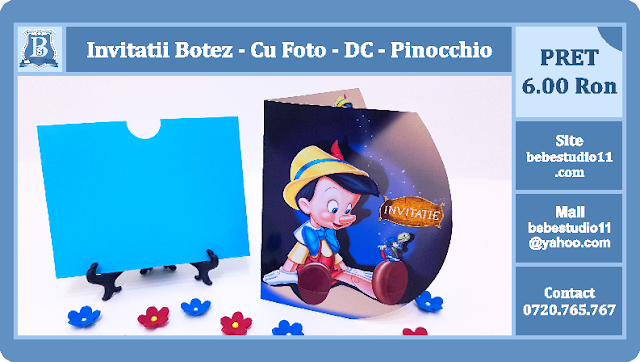 invitatii botez contur Pinochio