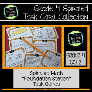 fourth grade spiral math review task cards