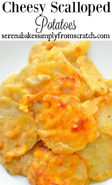 Cheesy Scalloped Potatoes are so good and a great side dish for Christmas with Turkey, Ham, or Beef. serenabakessimplyfromscratch.com