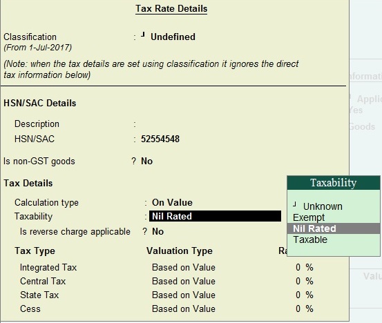 How to Create Nil Rated Sales Invoice under GST in Tally?