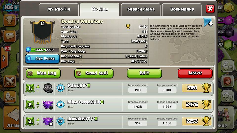 Clash of Clans Rules for Donate Clan