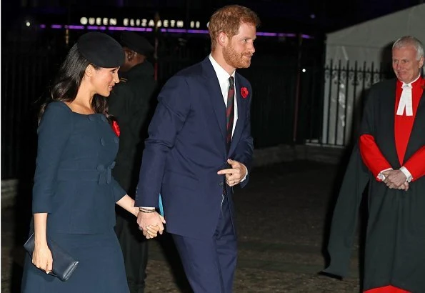 Kate Middleton, Meghan Markle, Prince William, Prince Harry, Queen Elizabeth attend Armistice Day 2018. Catherine Walker coat