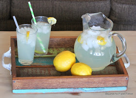serve lemonade on a lovely reclaimed barn wood tray