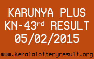 Karunya Plus Lottery KN-43 Result 05-02-2015