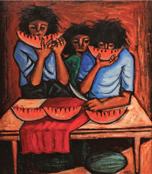 Candido Bido - Eating Watermelons, oil on canvas, 1965