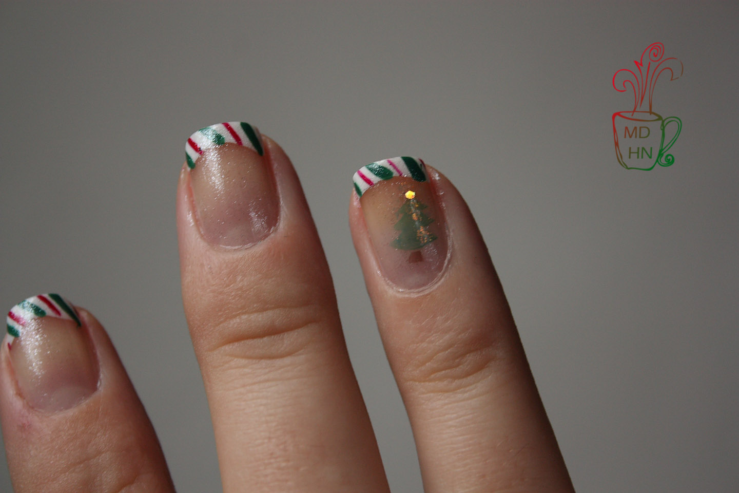 Mommy Does Her Nails Candy Cane Tips and all the shimmer