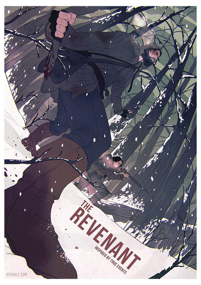The Revenant Illustration by Gee Hale / 2016 Best Picture Oscar movies
