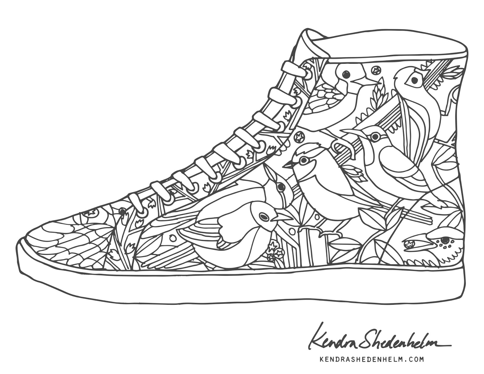 Running Shoes Coloring Pages Sketchbook by Kendra Shedenhelm Free coloring pages