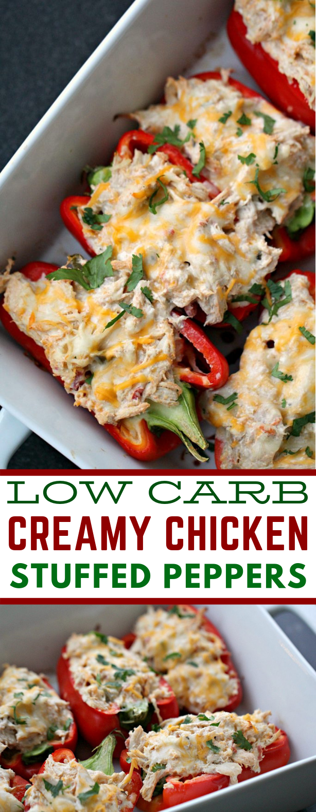 LOW-CARB CREAMY CHICKEN STUFFED PEPPERS #macrofriendly #lowcarbmeals