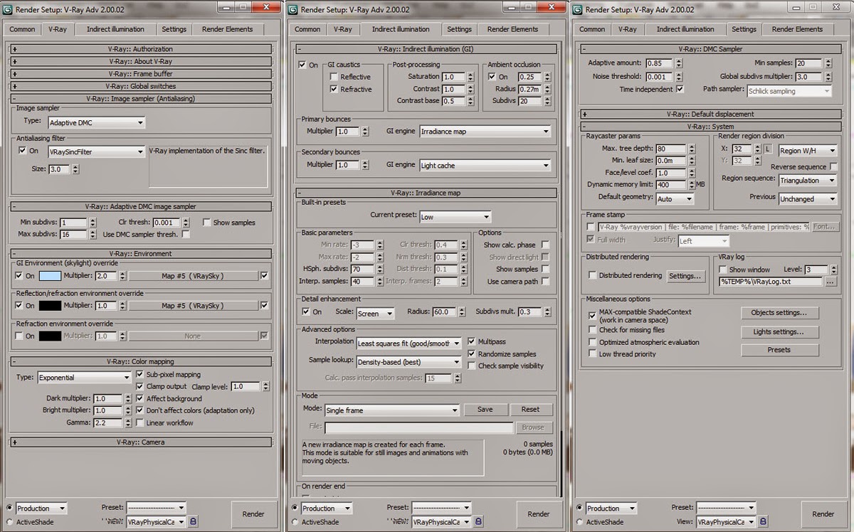 0 samples under irradiance map vray settings