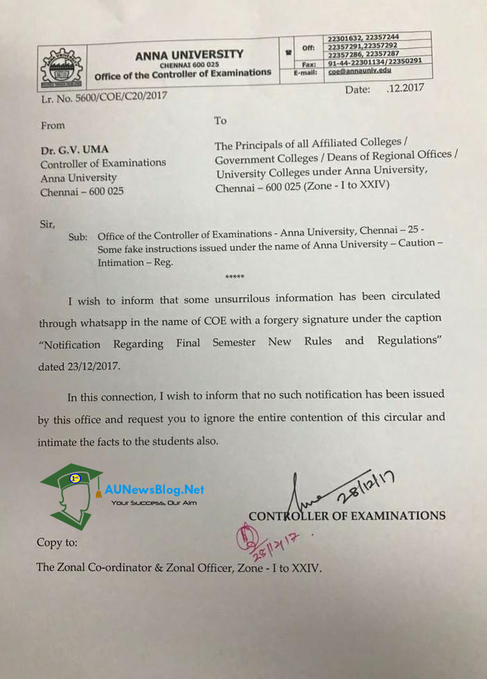 Anna University Rules And Regulations For Students 2017 University Poin