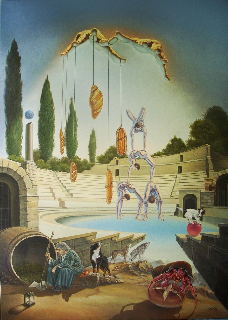 13-Pane-et-Circenses-Gyuri-Lohmuller-Surreal-Oil-Paintings-full-of-Meaning-www-designstack-co