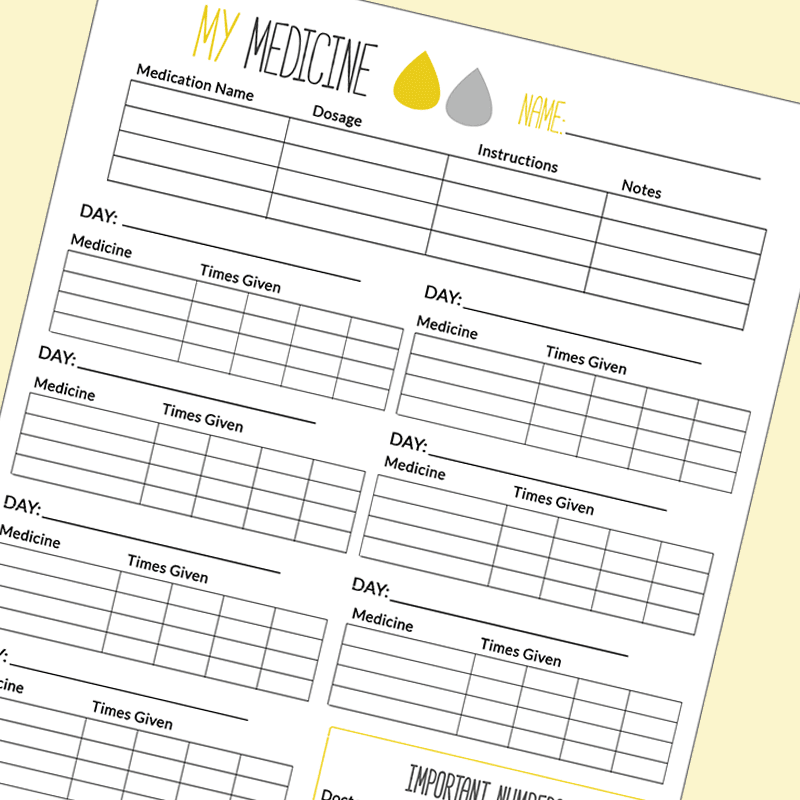 The Daily Medicine Chart Every Mom Should Have | Free Printable | Sunny