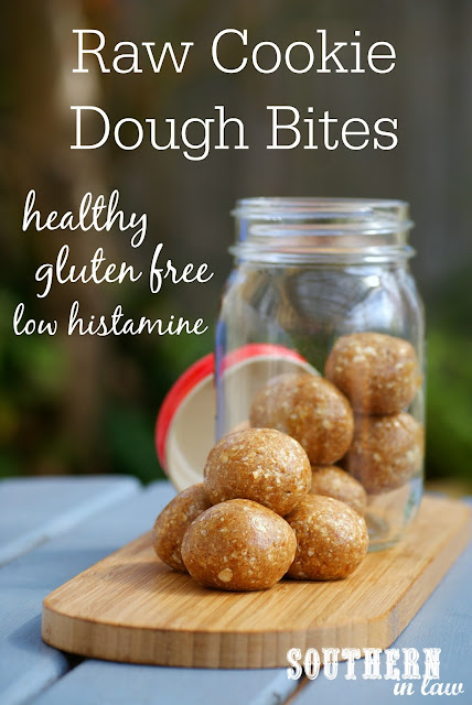 Healthy Raw Cookie Dough Bites Recipe - low fat, gluten free, refined sugar free, clean eating friendly, vegan, dairy free, healthy, low histamine, dessert and snack recipes for histamine intolerance