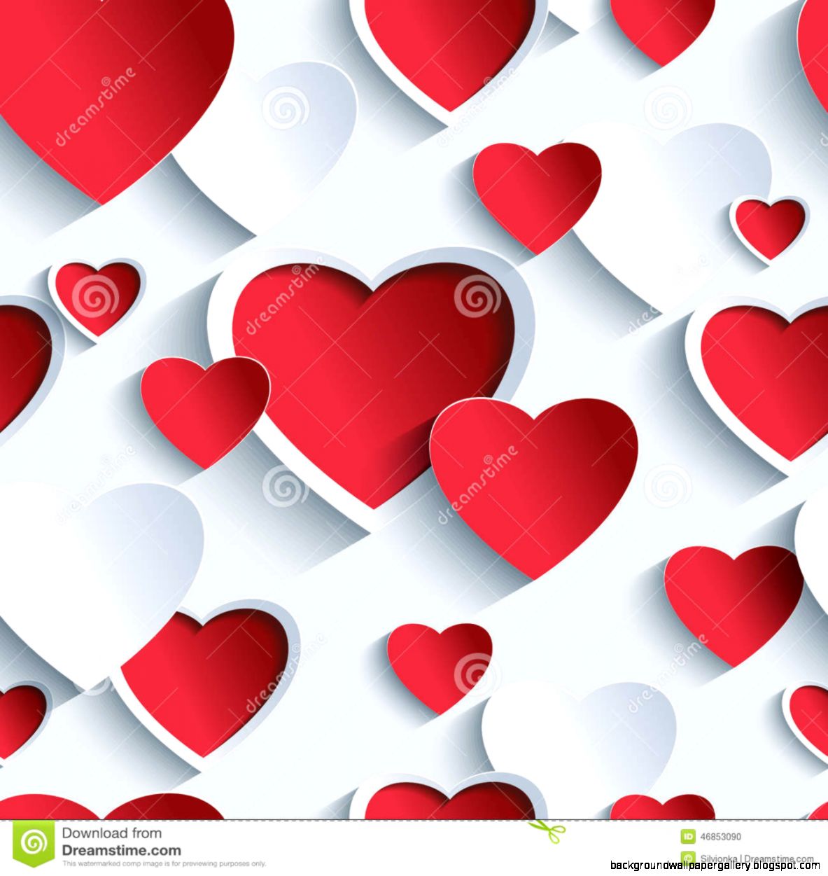 Valentines Day Seamless Pattern With 3d Hearts Stock Vector