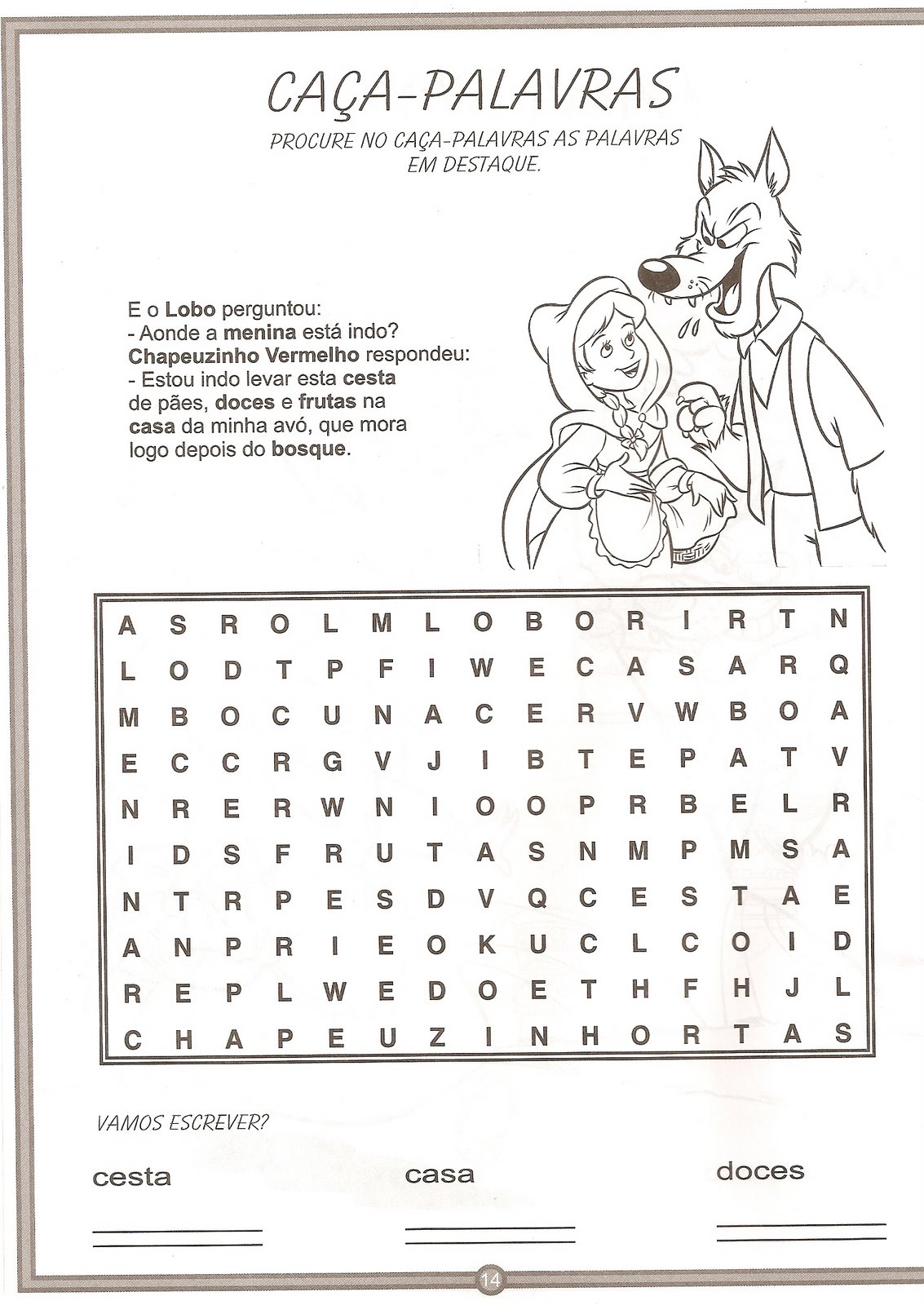 Sequência Didática - Chapeuzinho Vermelho — SÓ ESCOLA