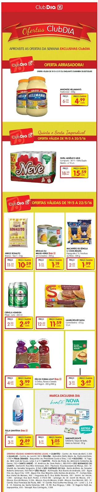 Ofertas ClubDIA Supermercados %Dia, 19 à 22/5