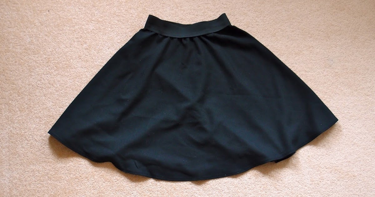 Black elastic-waisted half-circle skirt