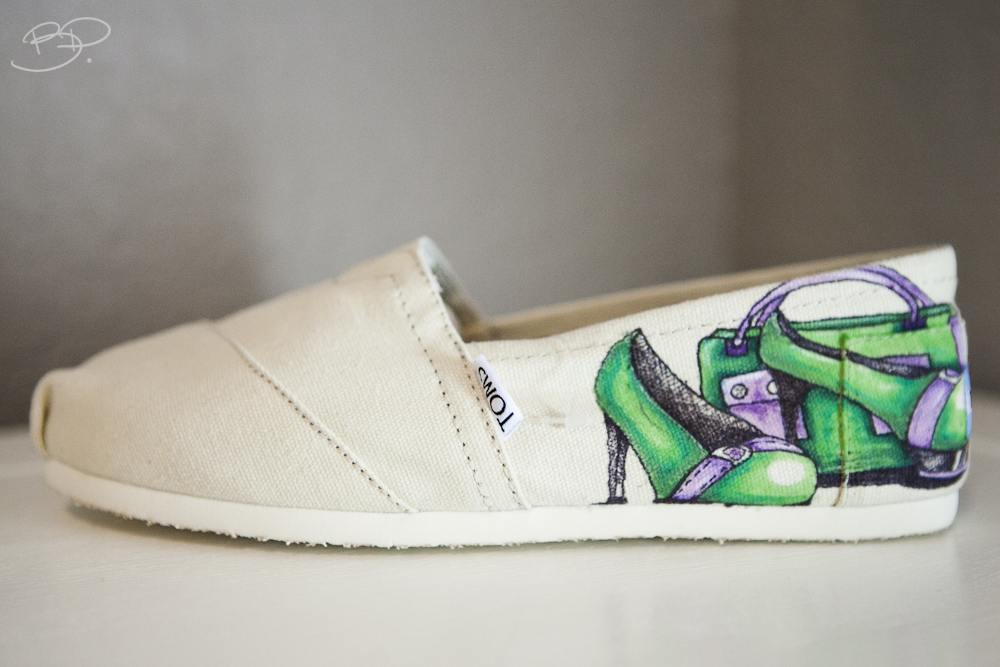 Benjamin Paras Green/Purple Dancer Themed Custom Toms Shoes