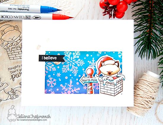 Santa Cat Christmas Card by Tatiana Trafimovich | Santa Paws Newton Stamp Set by Newton's Nook Designs #newtonsnook #handmade