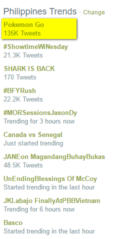 Pokemon Go Twitter Trending Topic