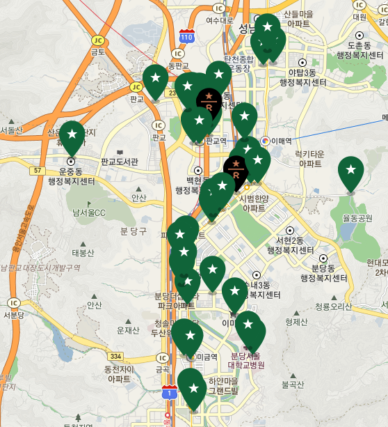 한국에서 스타벅스 매장수가 가장 많은 지역