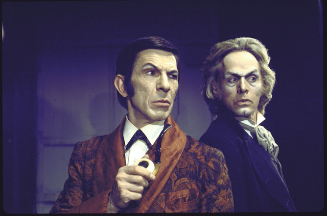 Leonard Nimoy as Sherlock Holmes and Alan Sues as Moriarty in William Gillette's "Sherlock Holmes"