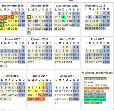 CALENDARIO DEL CURSO 2016-2017
