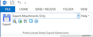 Screen shot of MessageExport running in Outlook 2013.