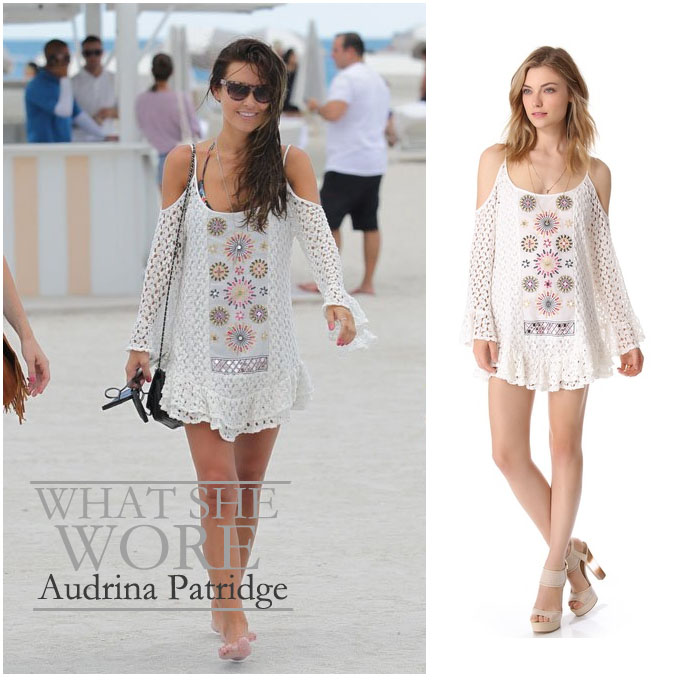 WHAT SHE WORE: Audrina Patridge in white crochet mini dress on the