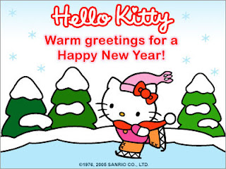Hello Kitty Happy New Year greeting card ecard