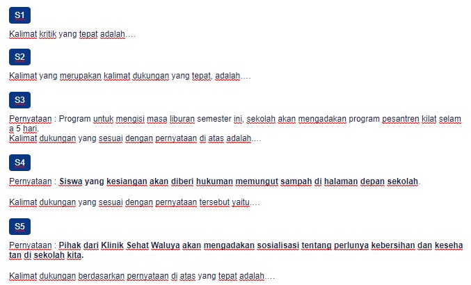 Contoh Soal Kalimat Kritik Atau Dukungan Yang Santun