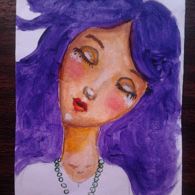 purple hair whimsy girl with green eyes by Cristina Love on 4thelovers.blogspot.com/ 