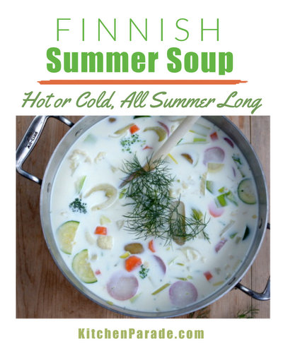 Finnish Summer Soup aka Kesäkeitto ♥ KitchenParade.com, perfect new summer vegetables suspended in a milky broth, make it all summer long.