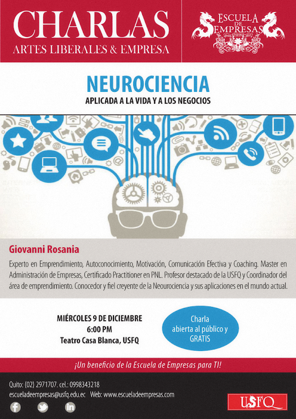 La Escuela de Empresas invita a la charla gratuita: Neurociencia  aplicada a la vida y a los negocios, 9 de Diciembre