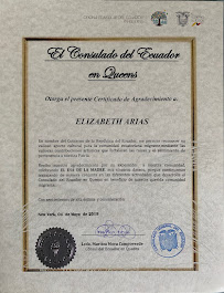 Certificado otorgado por el Consulado del Ecuador. New York, Mayo 4, 2019
