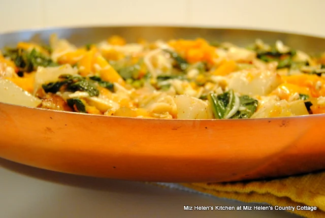 Roasted Butternut Gratin with Turnips and Greens at Miz Helen's Country Cottage