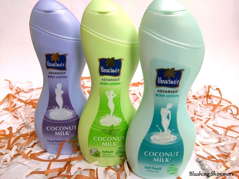 Blushing Shimmers Parachute Advansed Body Lotion is there to Soothe