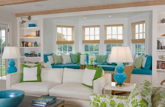 lime and aqua living room