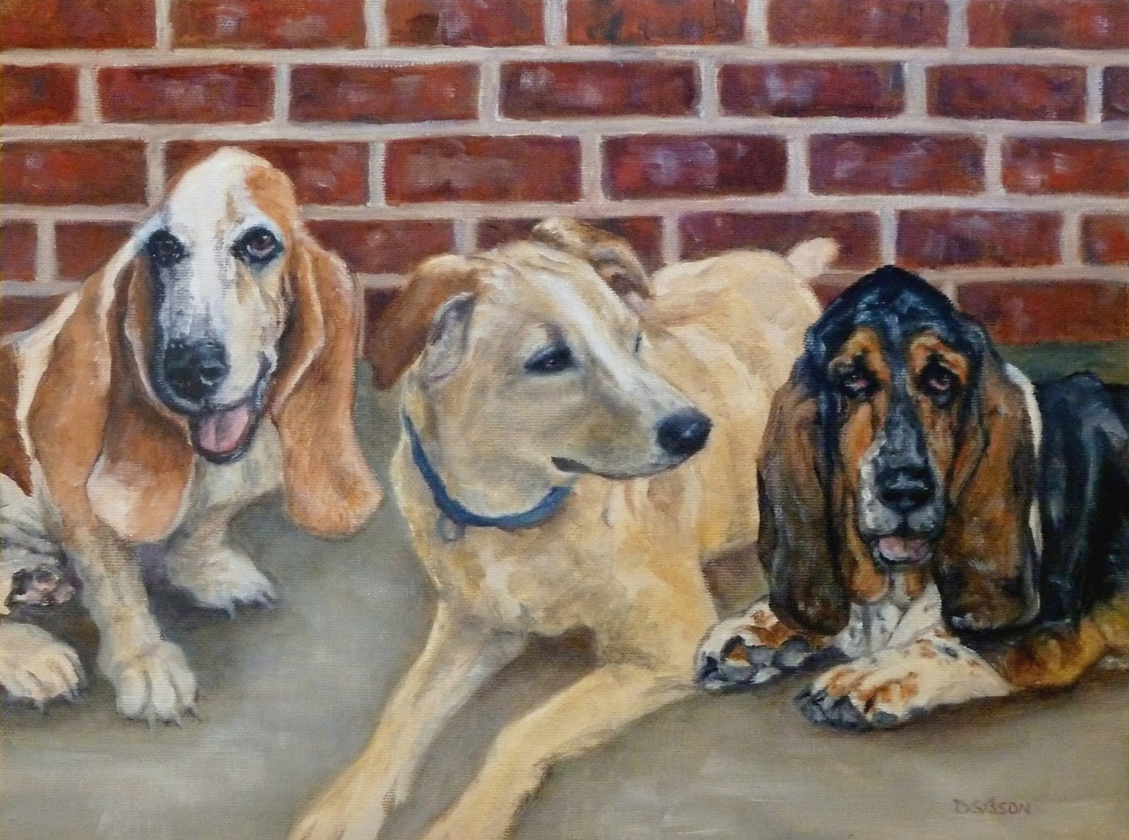 Daily Painting Projects Three Dog Portrait Oil Dog Painting Pet Art