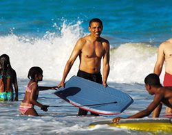 Obama on the beach