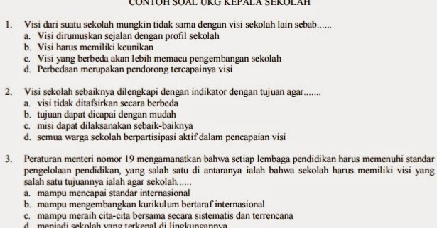 Soal Dan Kunci Jawaban Uji Kompetensi Kepala Sekolah 2020 Revisi 2021 Ops Sekolah Kita