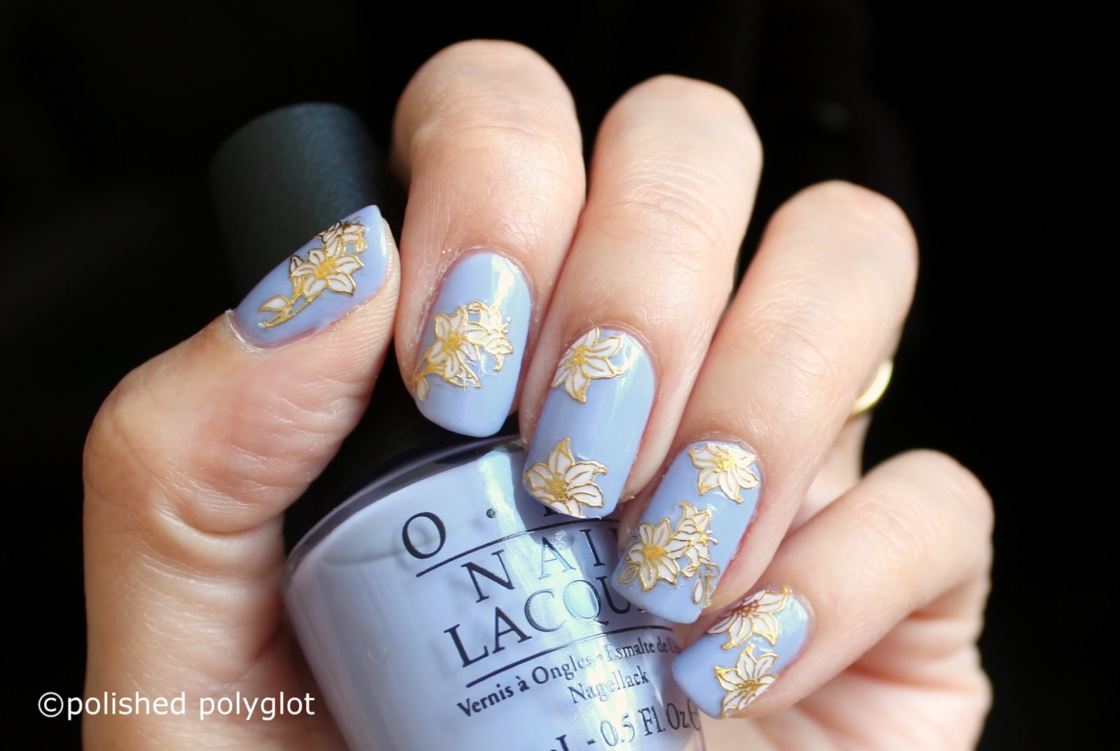 Nail art │ Floral nail design in lilac, pink and gold [26GNAI ...