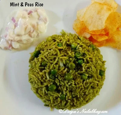 Mint and peas rice or Pudina Pattani Sadam