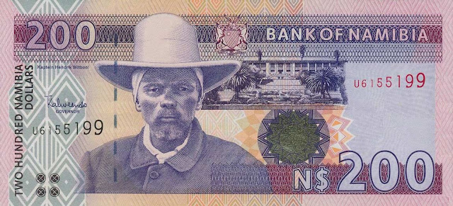 Namibia Currency 200 Namibian Dollars banknote 2001 Kaptein Hendrik Witbooi