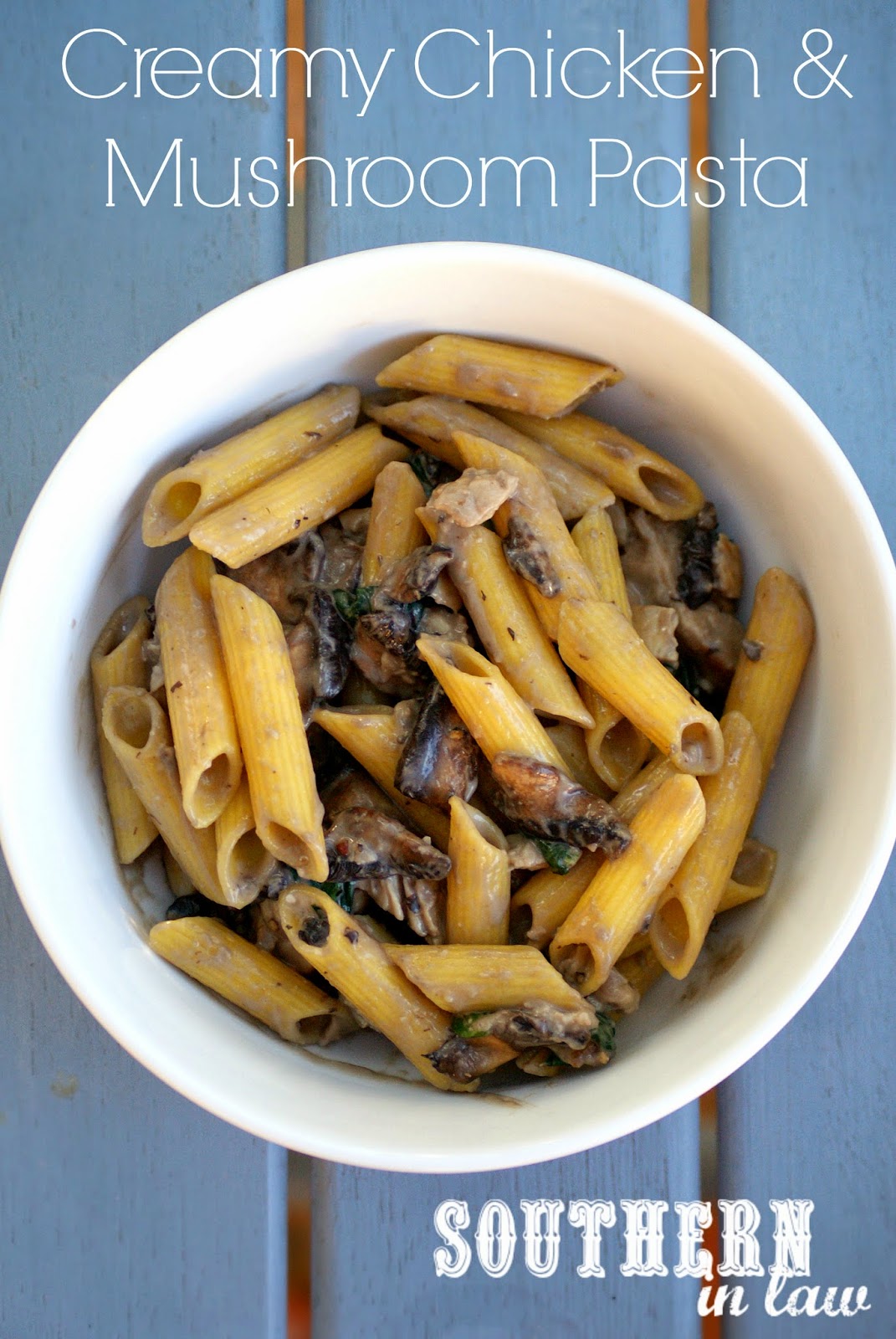 Low Fat Creamy Chicken and Mushroom Pasta Recipe - healthy, gluten free, clean eating friendly