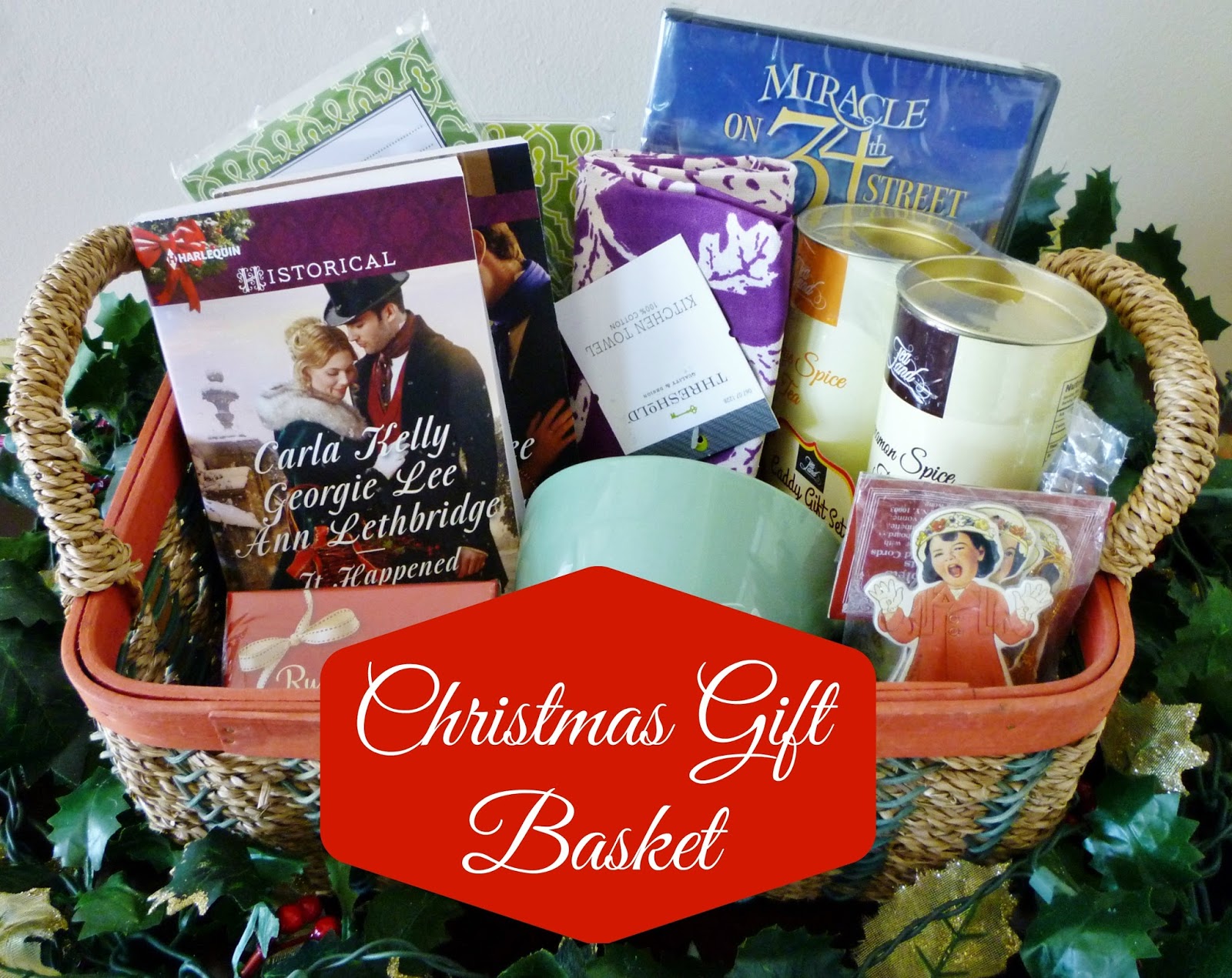 Christmas Gift Basket Wine Chocolate Tea Cup
