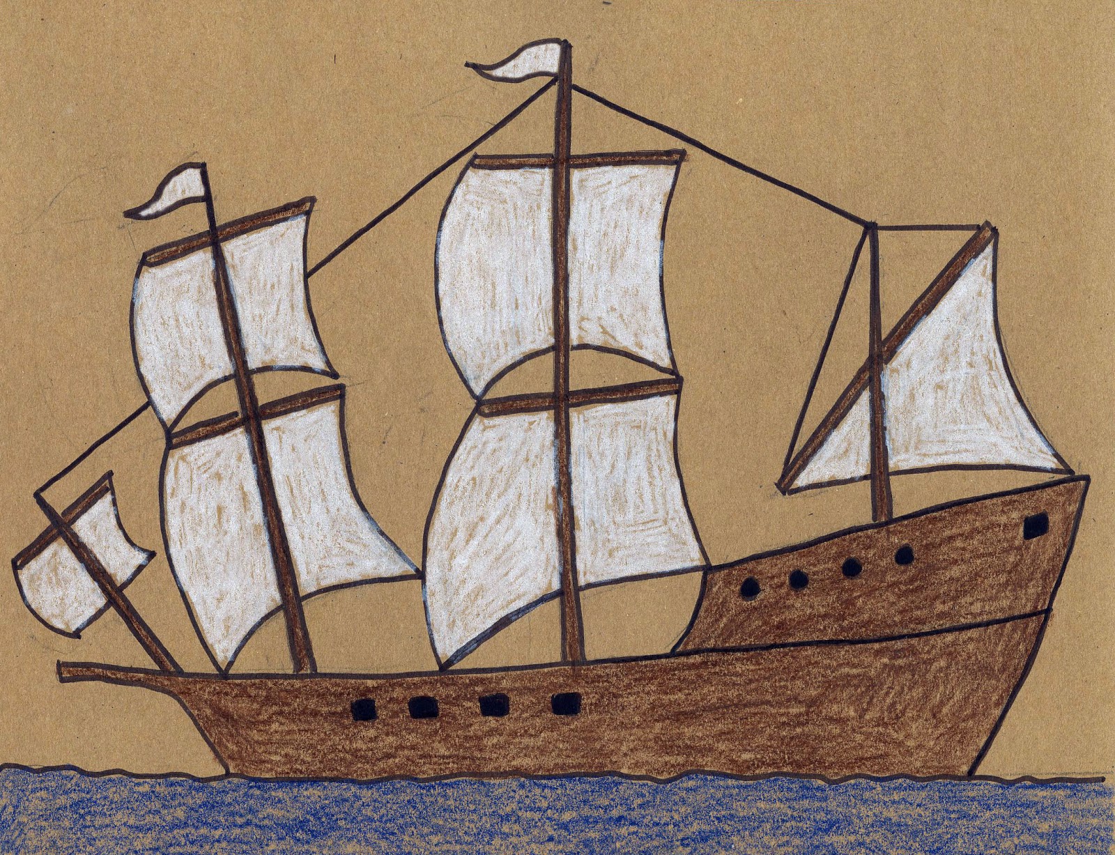 Mayflower Ship Tutorial Art Projects For Kids.